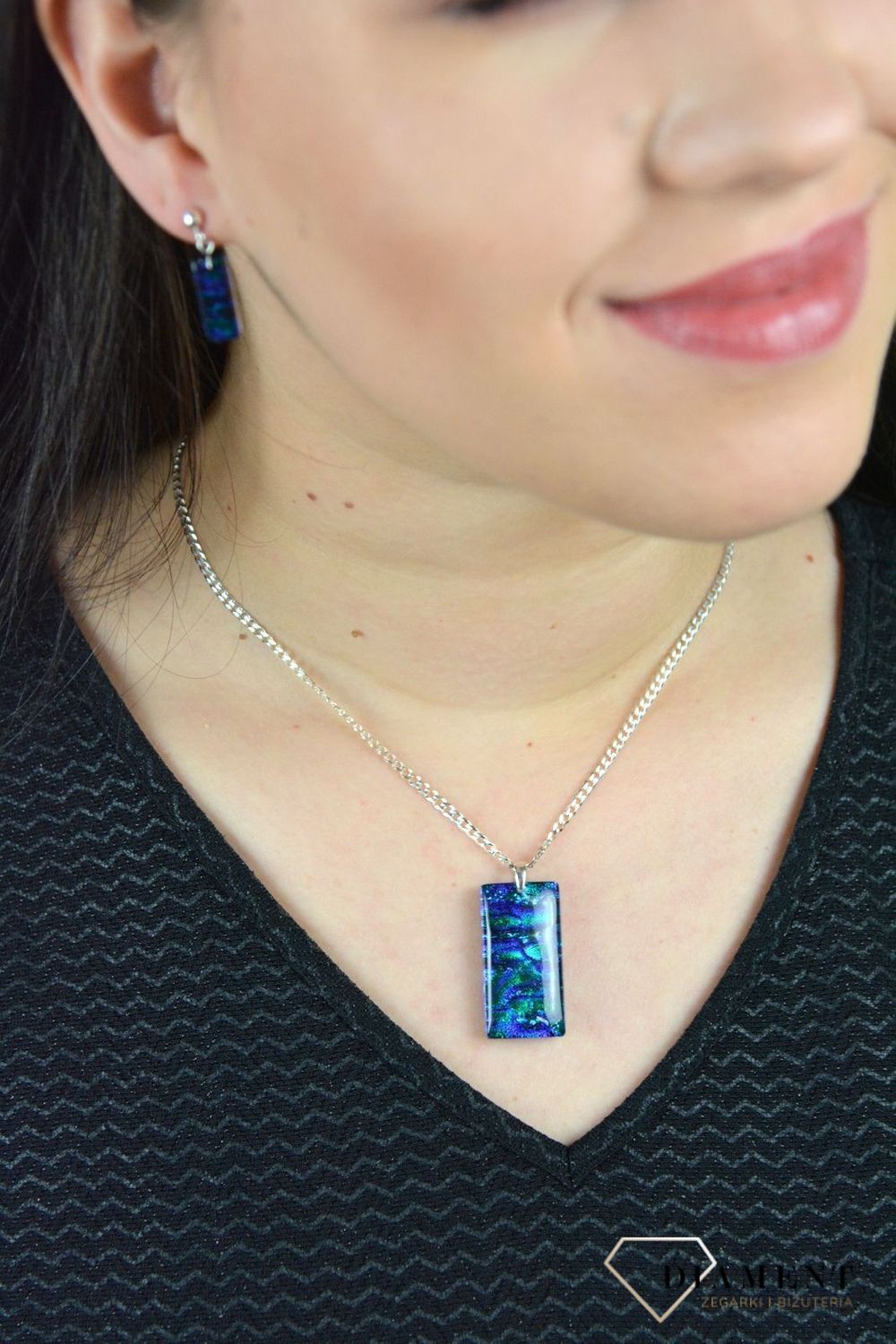 Zawieszka szkło weneckie 'Mieniąca się zieleń z fioletem' Murano 52.jpg